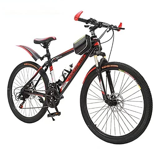 Mountain Bike : WXXMZY Mountain Bike 20 Inch, 22 Inch, 24 Inch, 26 Inch Bicycle Aluminum Alloy Frame, Male And Female Outdoor Sports Road Bike (Color : Red, Size : 22 inches)