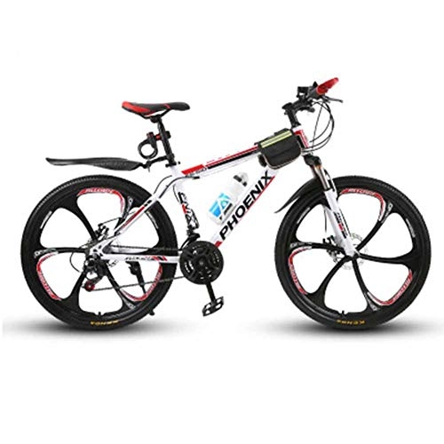 Mountain Bike : XER Mens' Mountain Bike, 17" Inch Steel Frame, 27 Speed Fully Adjustable Shock Unit Front Suspension Forks, Red, 27speed
