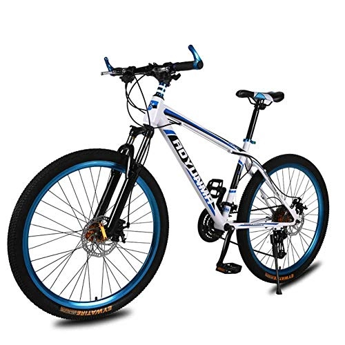 Mountain Bike : XER Mens' Mountain Bike, 24 Speed 26 inch Aluminum Frame, Fully Adjustable Front Suspension Forks Bicycle Disc Brakes, Blue, 27speed