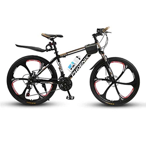 Mountain Bike : XER Mens' Mountain Bike, 6-Spoke Wheels Dual 17" Inch Steel Frame, 24 Speed Fully Adjustable Shock Unit Front Suspension Forks, Gold, 21speed