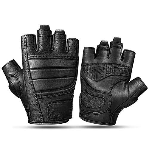Mountain Bike Gloves : Cycling Gloves XYBB Goat Leather Cycling Gloves Summer Men Sport Gym Motorcycle Bicycle Finger Gloves Shockproof Mtb Bike Gloves XL Black