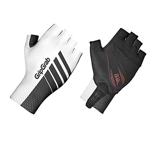 Mountain Bike Gloves : GripGrab Unisex's Aero TT Professional Cycling Race Gloves-Aerodynamic Short Finger Fingerless Padded-Road-Bike, MTB, CX, Time-Trial, Black / White, X-Large