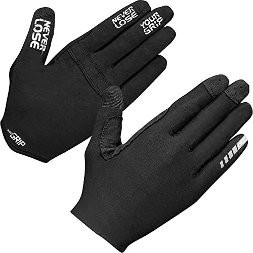 Mountain Bike Gloves : GripGrab Unisex's Aerolite InsideGrip Full-Finger Professional MTB Cycling Gloves Unpadded Anti-Slip Mountain-Bike Off-Road Long, Black, Small