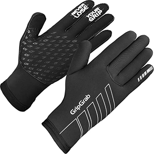 Mountain Bike Gloves : GripGrab Unisex's Neoprene Winter Cycling Gloves Touchscreen Windproof Rainy Weather Full-Finger Stretch Anti-Slip Thermal, Black, Medium