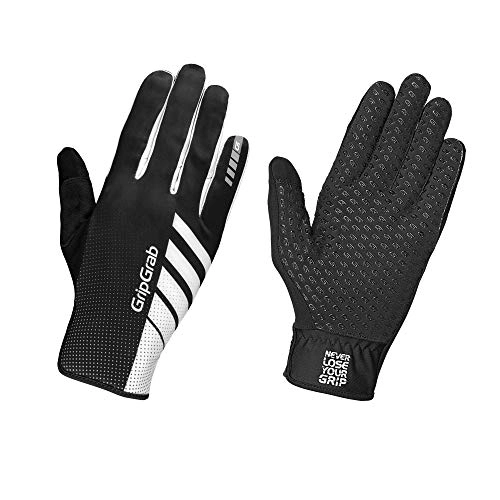 Mountain Bike Gloves : GripGrab Unisex's Raptor Professional Full-Finger Un-Padded Winter MTB Race Gloves Anti-Slip Off-Road Cycling Mountain-Bike Cyclocross, Black / White, 2X-Large