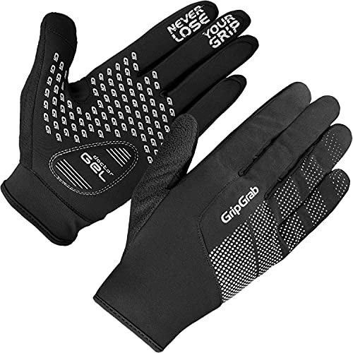 Mountain Bike Gloves : GripGrab Unisex's Ride Windproof Midseason Padded Touchscreen Cycling Gloves Full Finger Breathable Bicycle Black Hiviz Winter, XS