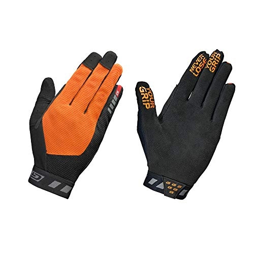 Mountain Bike Gloves : GripGrab Unisex's Vertical InsideGrip Long Finger Professional MTB Gloves Un-Padded Anti-Slip Off-Road Cycling Black, Orange Hi-Vis, 2X-Large