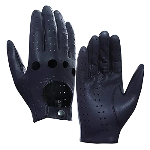 Mountain Bike Gloves : Harssidanzar Mens Lambskin Leather Driving Gloves Ulined NO-Touchscreen GM026EU, Navy, Size XXL