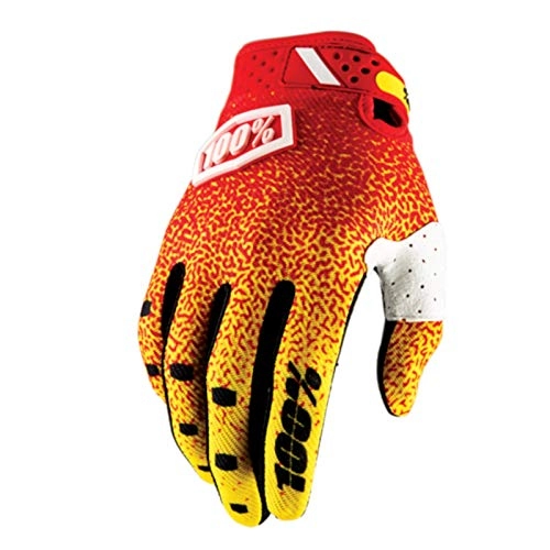 Mountain Bike Gloves : Inconnu 100% Ridefit Unisex Adult Mountain Bike Glove, Red / Yellow
