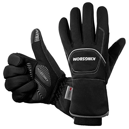 Mountain Bike Gloves : KINGSBOM -40℉ Waterproof & Windproof Thermal Gloves - 3M Thinsulate Winter Touch Screen Warm Gloves - For Cycling, Riding, Running, Outdoor Sports - For Women and Men - Black (Medium)