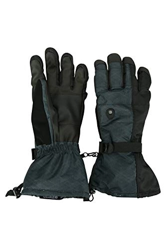 Mountain Bike Gloves : Mountain Warehouse Mountain Mens Ski Gloves - Padded, Wrist Strap, Warm - Holiday Essential in Snow Black S