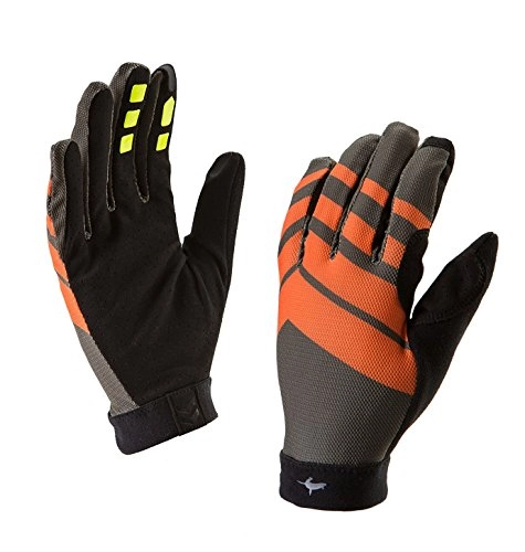 Mountain Bike Gloves : SealSkinz Men's Dragon Eye MTB Gloves, DK Olive / Mud / Methyl orange, Large