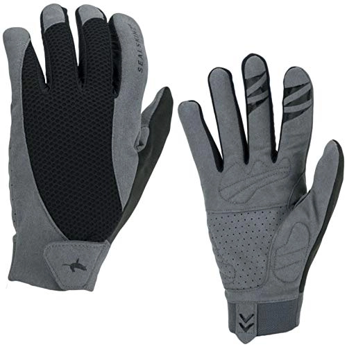 Mountain Bike Gloves : SealSkinz Solo Unisex Mountain Bike Gloves - Grey, Medium / Full Finger Cycle Mitt Hand Wear Bicycle MTB Cycling Trail Enduro Off Road Summer Warm Weather Mitten Cool Breathable Comfort Grip Control