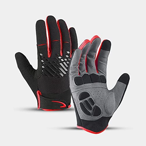 Mountain Bike Gloves : SHHMA Cycling Gloves Bicycle Gloves Outdoor Sports Mountain Bike Riding Shock Absorption Breathable Long Finger Touch Screen Fitness Gloves, Red, M