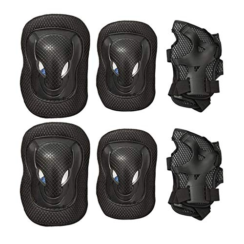 Protective Clothing : MxZas Knee Pads Durable 6PCS / set Outdoor Cycling Protective Gear Sports Kneepad Elbow Knee Wrist Safety Gear (Color : Black, Size : One size)