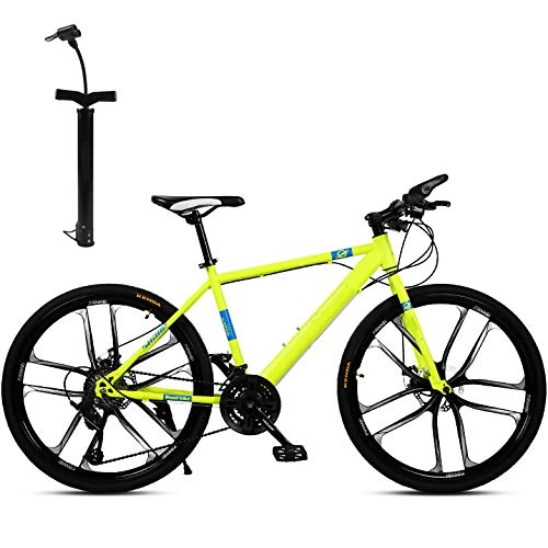 Mountainbike : CXQ 26-Zoll-Mountainbikes für Erwachsene, Mountain Trail Bike, 30-Gang-Doppelscheibenbremsen und Urban Mountainbike mit integrierter Radgeschwindigkeit für Männer und Frauen im Freien reiten, Gelb
