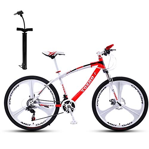 Mountainbike : CXQ Mountainbike 24-Zoll-Fahrrad, Geländefahrrad 30-Gang-Doppelschock-Scheibenbremsen Verstellbarer Sitz Fahrrad mit Variabler Geschwindigkeit für männliche und weibliche Studenten, Rot