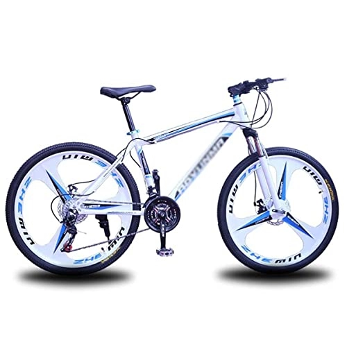 Mountainbike : LZZB Mountainbike mit Carbonstahlrahmen 21 / 24 / 27 Speed ​​Fahrrad 26 Zoll Räder mit Doppelscheibenbremse Unisex (Größe: 24 Speed, Farbe: Grün) / Blau / 21 Speed
