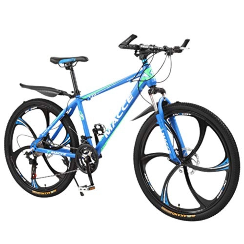 Mountainbike : Mountainbikes 26 Zoll, Doppelscheibenbremse, 21-Speed Studentenfahrrad 6 Cutter Gearshift Fahrrad Erwachsenen MTB Mountain Bike Fahrrad Scheibenbremsen (Blau)