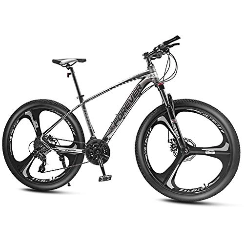 Mountainbike : QMMD Unisex Erwachsenen MTB, 27.5 Zoll Mountainbike Gabel-Federung, Alu Rahmen Hardtail MTB, 24-27-30-33-Gang Kettenschaltung, Fahrrad mit Scheibenbremsen, Gray 3 spok, 30 Speed