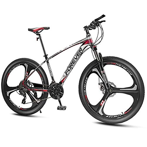 Mountainbike : QMMD Unisex Erwachsenen MTB, 27.5 Zoll Mountainbike Gabel-Federung, Alu Rahmen Hardtail MTB, 24-27-30-33-Gang Kettenschaltung, Fahrrad mit Scheibenbremsen, Red 3 Spoke, 27 Speed