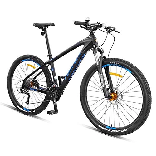 Mountainbike : WXX 27, 5-Zoll-Carbonrahmen Mountainbike Doppelscheibenbremse Unisex Dual Shock Absorption Off-Road Variable Speed ​​Fahrrad, Black Blue