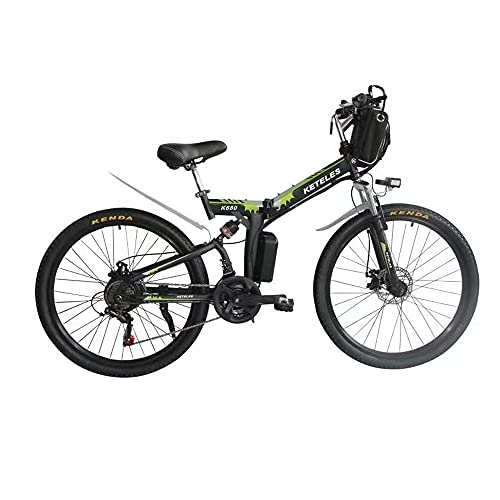 Zusammenklappbares elektrisches Mountainbike : 26-Zoll-Elektrofahrrad, Hybrid-Mountainbikes, Faltbarer stoßdämpfender Rahmen, IP54 wasserdicht, 5-Gang-Unterstützungseinstellung, LCD-Kontrollinstrument, Mechanische Scheibenbremse