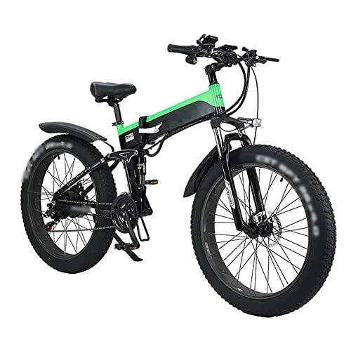 Zusammenklappbares elektrisches Mountainbike : ALFUSA Zusammenklappbare Elektrofahrräder, Roller mit Variabler Geschwindigkeit, Offroad-unterstützte Mountainbikes, zweirädrige Elektrofahrzeuge (Green 12.8A)
