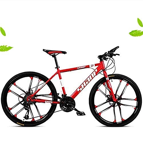 Zusammenklappbares elektrisches Mountainbike : Bike 26 Zoll Folding Fat Tire Schnee-Fahrrad Mountainbikes, 21 / 24 / 27 / 30 Spee, Doppelscheibenbremse Fahrrad, Rot