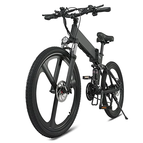 Zusammenklappbares elektrisches Mountainbike : BZGKNUL EBike 500W Folding Pendel Electric Bike for Erwachsene, 26"Electric Mountainbike mit 48 V12.8ah Abnehmbare Batterie, 21-Gang-Getriebe Full-Suspension-elektrisches Fahrrad