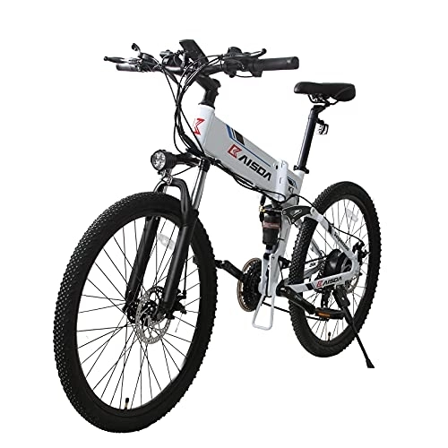 Zusammenklappbares elektrisches Mountainbike : E-Mountainbike 26 Zoll vollfederung KAISDA Elektrisch Fahrrad Damen und Herren, Elektrisches Klappbares Mountainbike mit 48V 10.4Ah Akku, Shimano 7S (mit Federgabel und hinterem Stoßdämpfer)