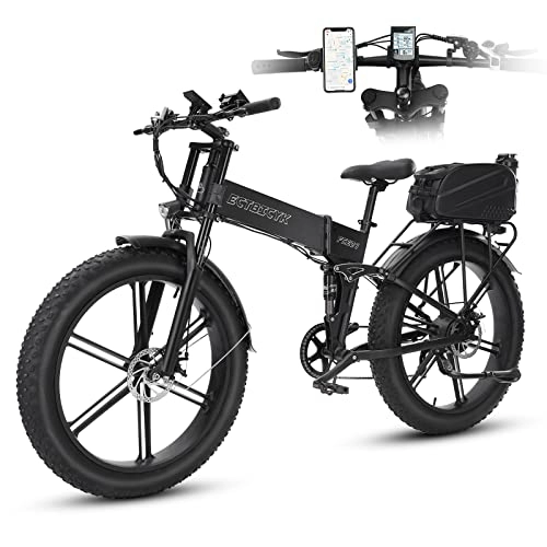 Zusammenklappbares elektrisches Mountainbike : ECTbicyk Elektrofahrrad Erwachsene 250 W Motor 48 V 10 Ah Lithium-Ionen-Akku Abnehmbarer 26-Zoll-E-Bike mit fetten Reifen 25 km / h Snow Beach Mountain E-Bike Shimano 7-Gang