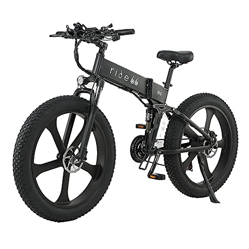 Zusammenklappbares elektrisches Mountainbike : Elektrofahrrad E-Bike klapprad 26 Zoll 21-Gang Doppelbatterie 12.8Ah Akku E-Mountainbike (Schwarz)