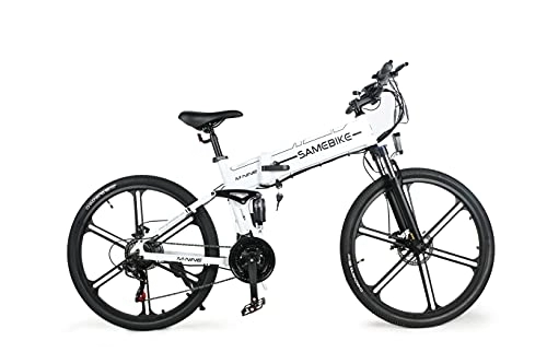 Zusammenklappbares elektrisches Mountainbike : IFongsh E-Bike Elektrofahrrad 26" 4.0 Fat Tire E-Fahrrad klapprad, 500W / 48V / 10Ah Akku, Off-Road Mountainbike mit Shimano 7 Gängen, City EBike Herren Damen (White)