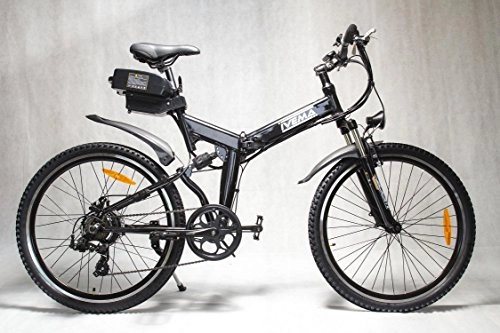 Zusammenklappbares elektrisches Mountainbike : IVEMA - E-Bike DESIGNBIKE 26" MOUNTAINBIKE PEDELEC Citybike Elektrofahrrad Fahrrad klappbarer Rahmen - Akku Li-ion 36 V Schwarz Metallic
