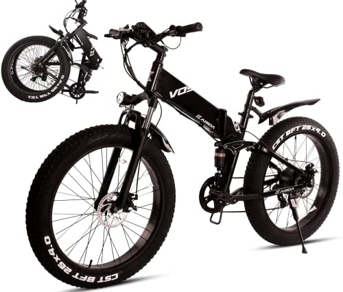Zusammenklappbares elektrisches Mountainbike : KAISDA 26 Zoll E Bike klappbar, Faltbares E-Mountainbike Alu fur Damen und Herren, mit 10AH 48V Akku, Verwendung von 4.0 Fettreifen und Shimano 7 Gang