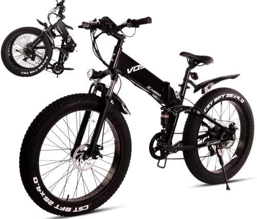 Zusammenklappbares elektrisches Mountainbike : KAISDA 26 Zoll E Bike klappbar, Faltbares E-Mountainbike Aluminiumlegierung fur Damen und Herren, mit 10AH 48V Akku, Verwendung von 4.0 Fettreifen und Shimano 7 Gang
