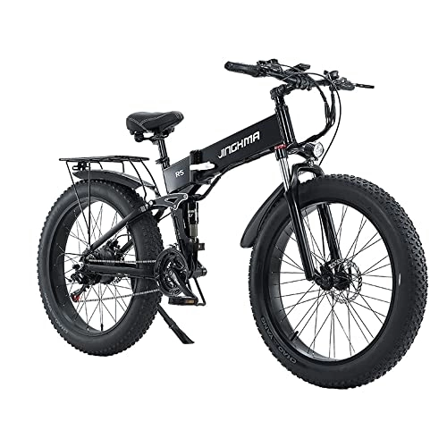 Zusammenklappbares elektrisches Mountainbike : KETELES 26 inches Electric Bicycle 48V 12.8ah Lithium Battery Folding ebike 4.0 Fat tire Electric Bike for Adults Foldable fatbike (2 Batteries, Black)