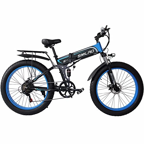 Zusammenklappbares elektrisches Mountainbike : KXY Elektrisch Unterstütztes Fahrrad, 26 Off-Road-Reifen, 7 Gänge, Elektrisches Fahrrad Mit Abnehmbarer Lithiumbatterie Blue