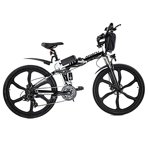 Zusammenklappbares elektrisches Mountainbike : MYATU E Bike 26 Zoll E-Mountainbike mit 36V 10, 4Ah Akku E-Klapprad für Damen Herren, Shimano 21 Gang-Schaltung, Doppelscheibenbremsen