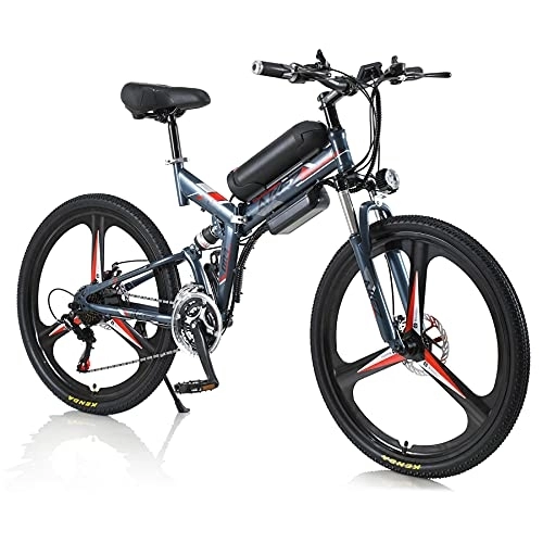Zusammenklappbares elektrisches Mountainbike : TAOCI Elektrofahrrad 36V Klappbares elektrisches Mountainbike für Erwachsene, 26-Zoll-Pendler-Elektrofahrrad (Grey)