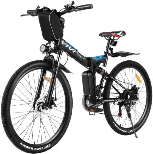 Zusammenklappbares elektrisches Mountainbike : VIVI E-Bike Herren Elektrofahrrad, 26 Zoll Mountainbike Klappbar Elektrofahrrad, Shimano 21-Gang Elektrisches Fahrrad mit Abnehmbare 36V Lithium-Ionen Batterie