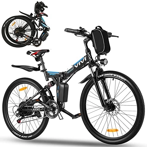 Zusammenklappbares elektrisches Mountainbike : VIVI Ebike Mountainbike 26 Zoll E Bike Damen Herren, Elektrofahrrad klapprad mit Abnehmbare 36V 8Ah Lithium-Ionen Batterie, Shimano 21-Gang Electric Bike