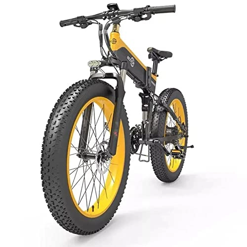 Zusammenklappbares elektrisches Mountainbike : yeacher X1000 E-Bike Faltbares Elektrisches Fahrrad, Tragbares Mountainbike, 48V12.8Ah 1000W Motorleistung, 26-Zoll-Räder, bis zu 40 km Laufleistung，Schwarz und Gelb