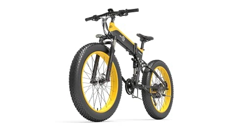 Zusammenklappbares elektrisches Mountainbike : yeacher X1500 E-Bike Faltbares Tragbares Elektrisches Mountainbike, 48V12, 8Ah Akku, 1500W Motorleistung, 26-Zoll-Räder, Geschwindigkeit bis zu 40 km / h, Steigung 38°Schwarz und Gelb