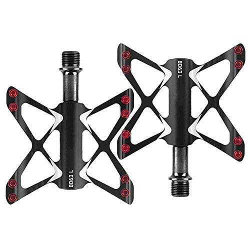 Mountain Bike Pedal : Bike PedalsUltra-light Aluminum Alloy Axle Bicycle Pedal CNC Mountain Bike Pedals Road MTB pedales Bearings Body BMX Safe, light, strong and durable (Color : Black)