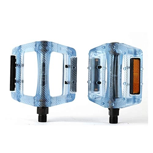 Mountain Bike Pedal : qjbh1 Bicycle Pedals, Mountain Bike Pedals, Non-slip Pedals, Road Bikes, Transparent Pedals (Color : Blue)