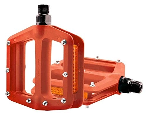 Mountain Bike Pedal : YDL Mountain Pedal for Bicycle MTB Pedals Bike Flat Pedals Nylon Fiber Anti-skid Foot Sports Cycling Pedal MTB Accessories Bike Pedals for Suitable Indoor Exercise Bikes and Spinning (Color : Orange)