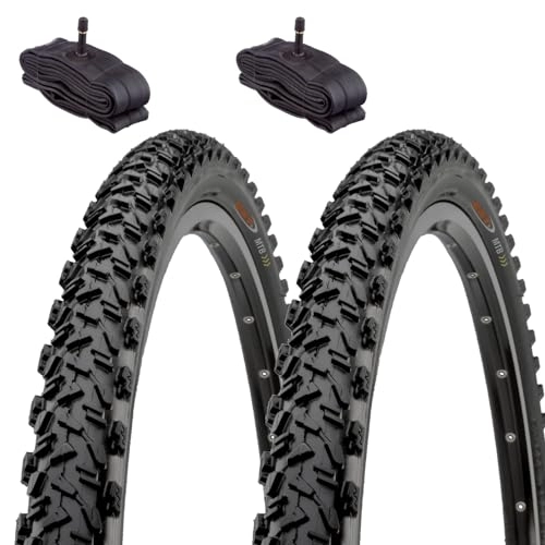 Mountain Bike Tyres : 2 tyres 26 x 2.10 cm (56-559) + America tyres black pocket mountain bike MTB unisex