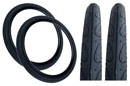 Mountain Bike Tyres : Baldy's PAIR 26 x 1.90 Black Slick Road Tread Tyres For MTB Mountain Bikes (Pack of 2)